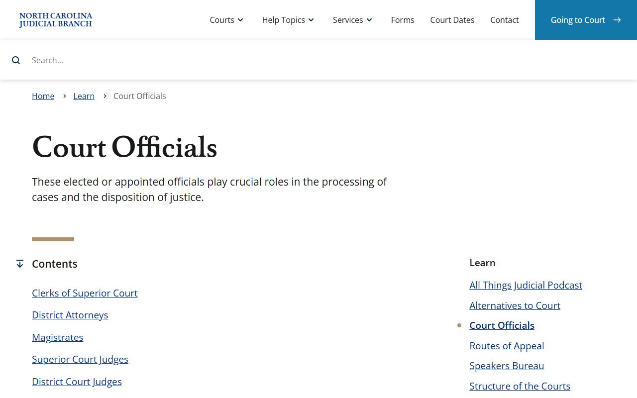 Guilford County Clerk of Superior Court records court officials page