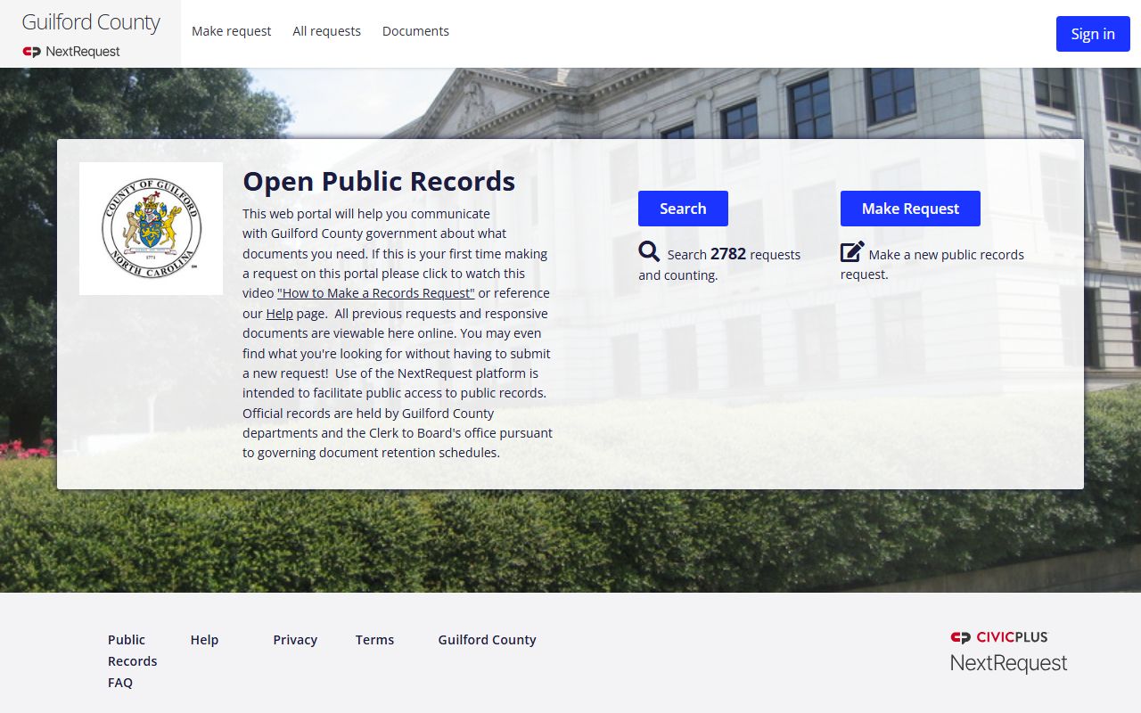 Guilford County Clerk of Superior Court records NextRequest portal