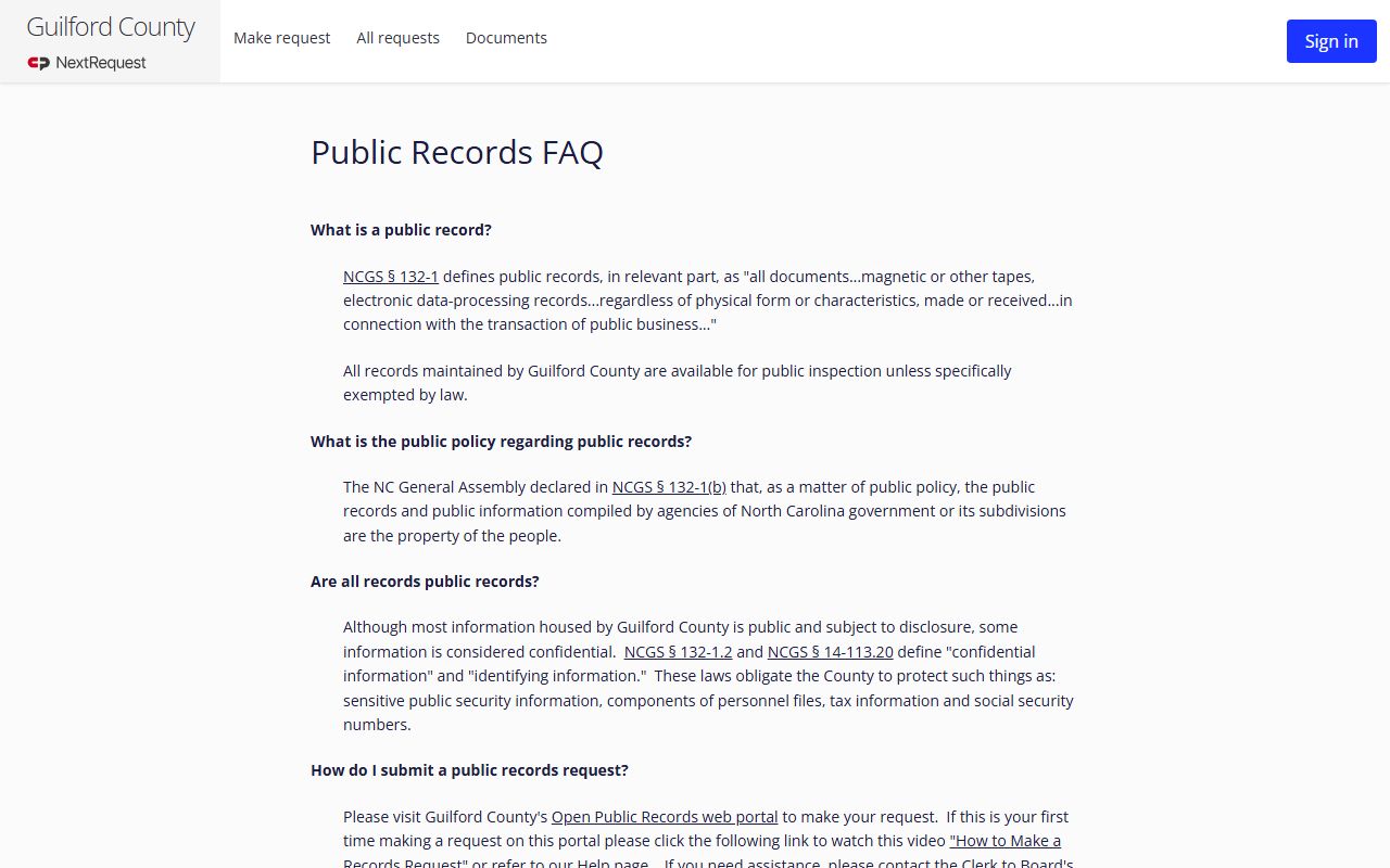 Guilford County Clerk of Superior Court records NextRequest FAQ