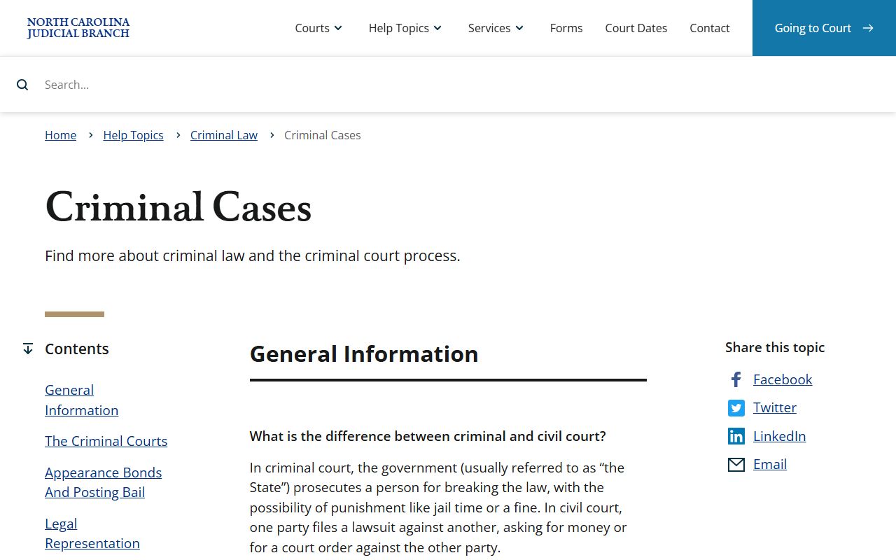 Guilford County criminal court records North Carolina criminal cases page