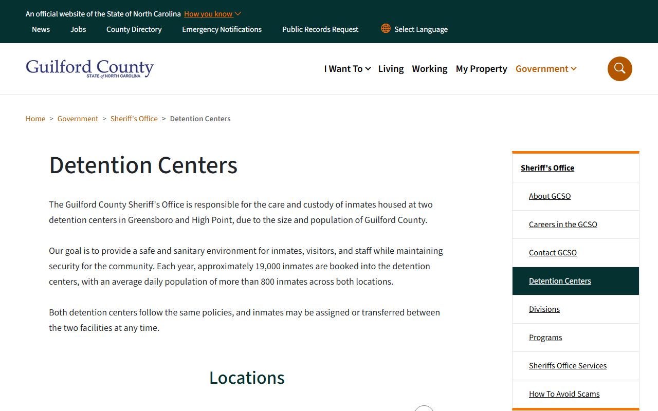 Guilford County inmate records detention centers page