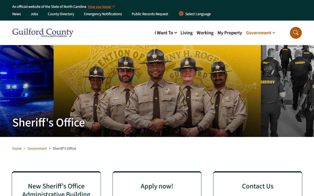 Guilford County inmate records Sheriff's Office homepage