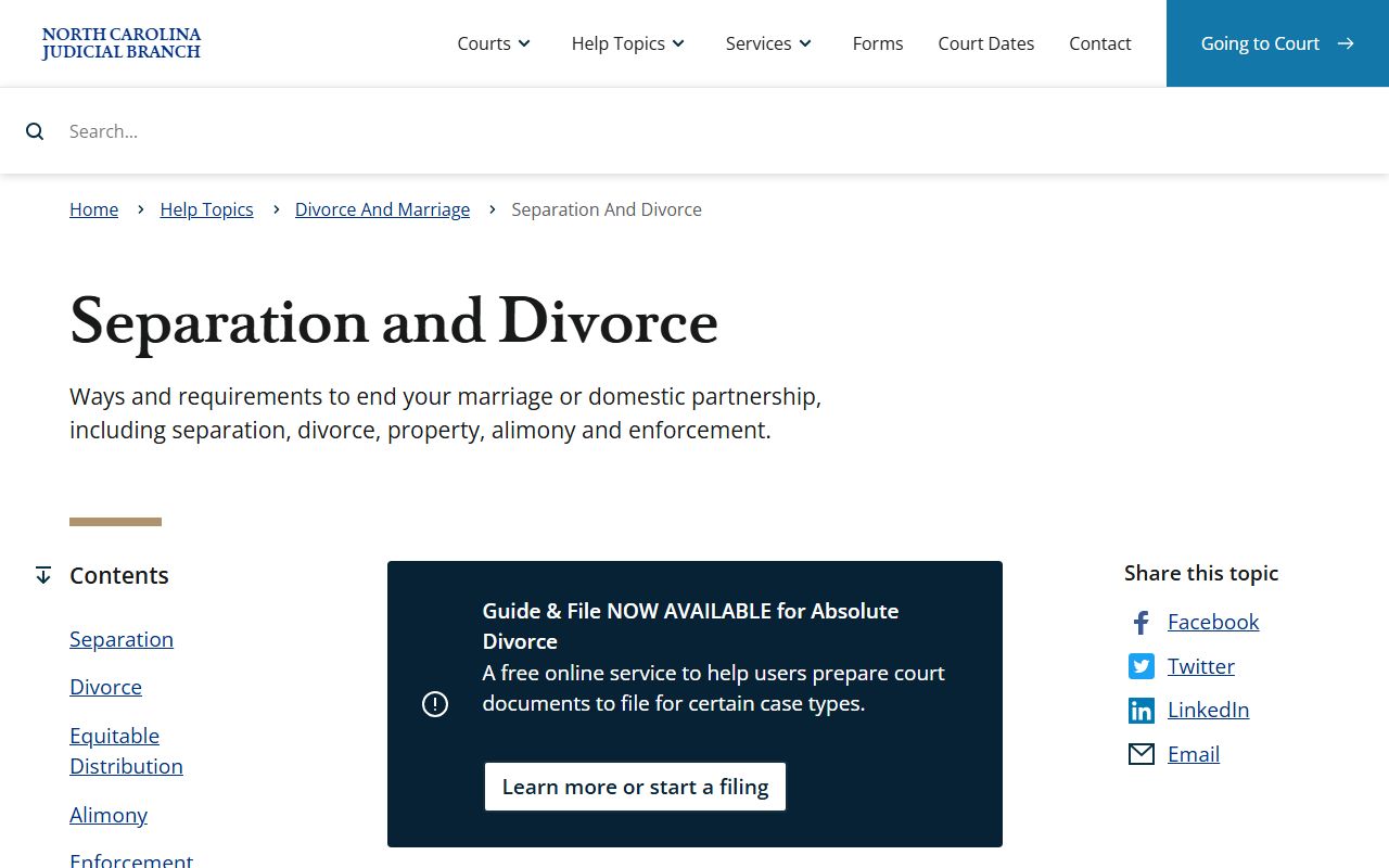 Guilford County marriage and divorce records North Carolina separation and divorce