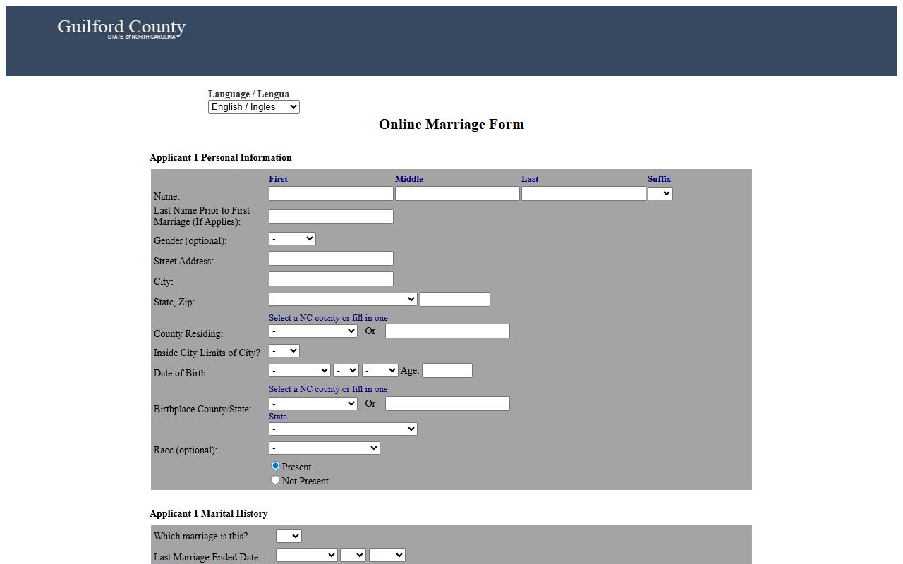 Guilford County marriage and divorce records online marriage application