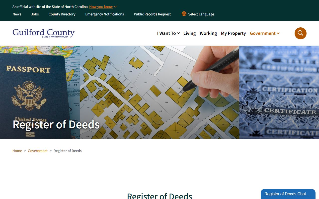 Guilford County marriage and divorce records Register of Deeds