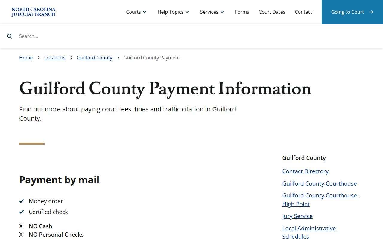 Guilford County traffic court records payment information