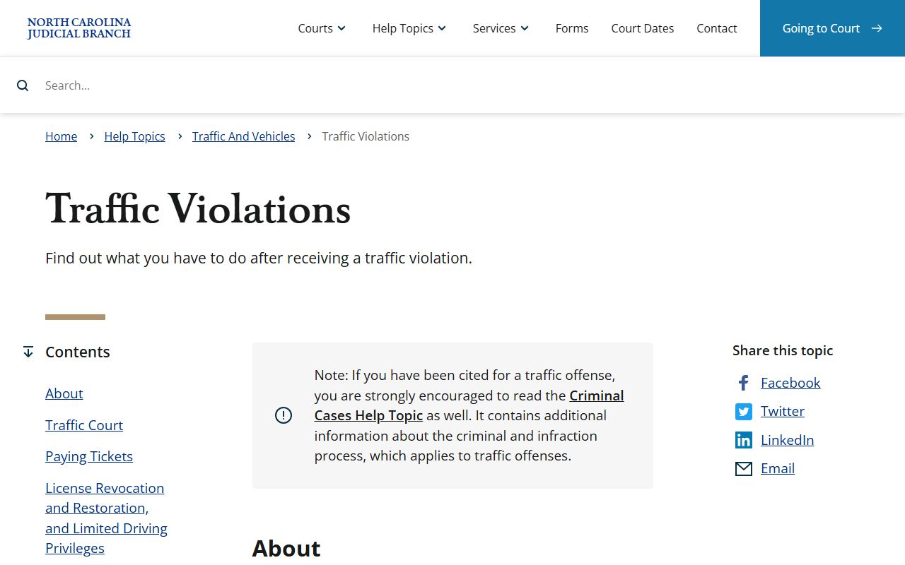 Guilford County traffic court records North Carolina traffic violations page