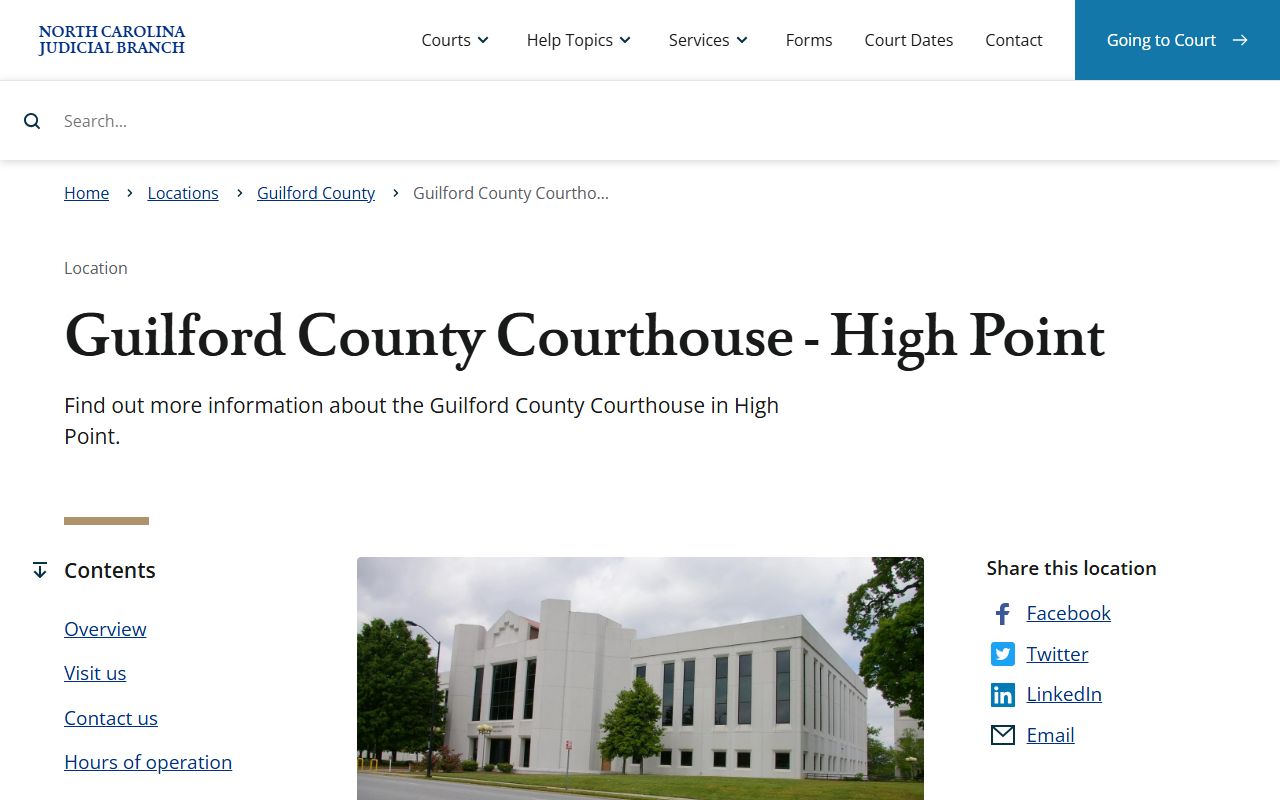 Guilford County Court records High Point courthouse page