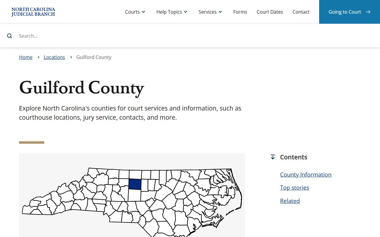 Guilford County Court records Judicial Branch county landing page